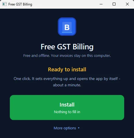 The launcher before install, showing one Install button